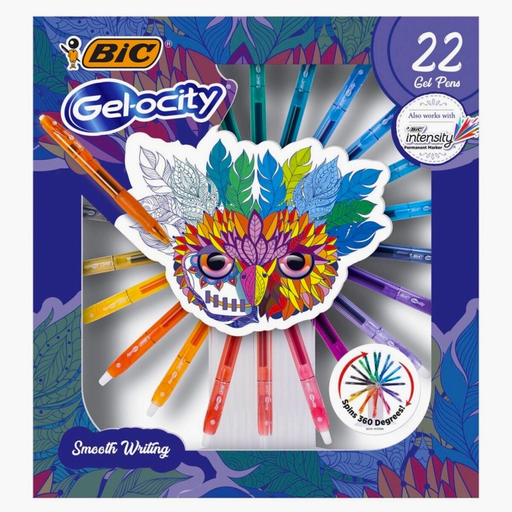 BIC Gel-ocity Original Retractable Gel Pen w/ Spinner: 22 Assorted Colors: New!